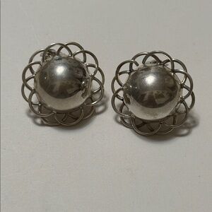 Elegant Vintage Sterling Silver 925 Floral Earrings